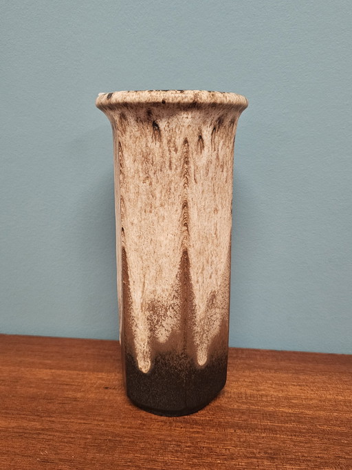 Vintage sechseckige Vase aus Westdeutschland, braun