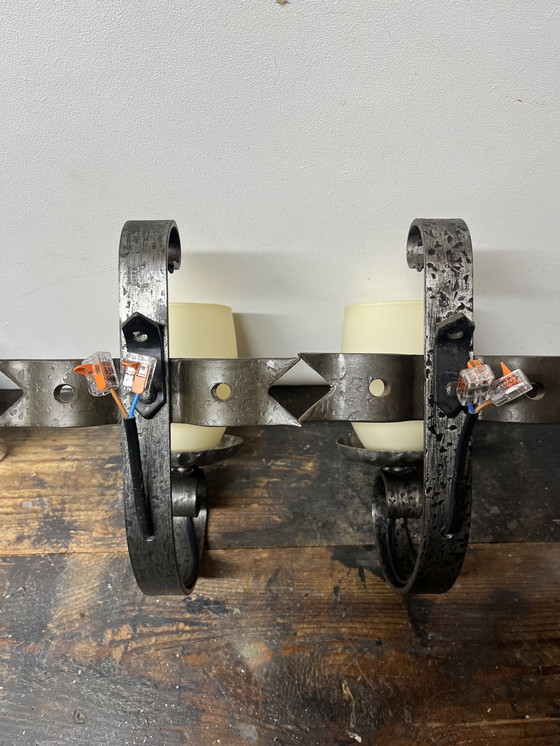 Image 1 of 2 vintage brutalist wall lamps