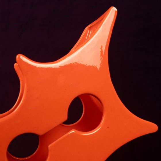 Abstract Oranje Keramische Sculpturale Vaas, Postmodern Space Age, Italië, 1980 – Vazen, Ceramic (photo 18 of 19)