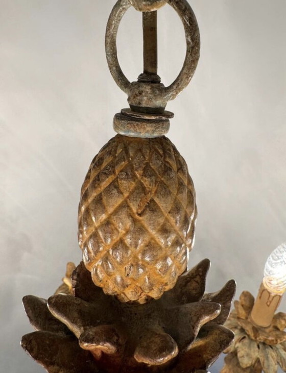 Image 1 of Kronleuchter aus geschnitztem Holz im Hollywood-Regency-Stil der 70er