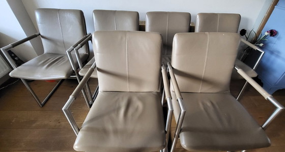 Image 1 of Set aus 6 originalen Habufa Catania Esszimmerstühlen aus Rindsleder