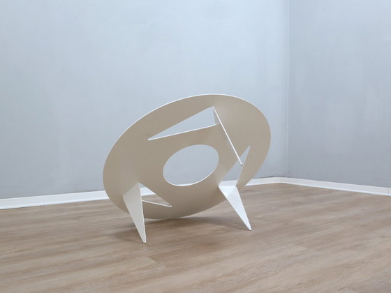 Image 1 of Ulyssimo minimal round coffee table by U. Müller Reisser 1990s
