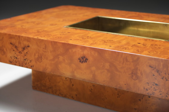 Image 1 of Table basse vintage Alveo en bois de ronce Attribué à Willy Rizzo par Mario Sabot, Italie