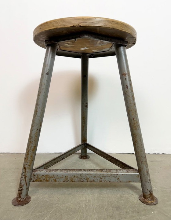 Image 1 of Grey Industrial Workshop Stool, 1960s