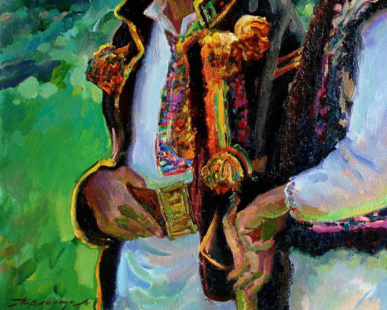 Peinture à l'huile figurative originale Tradition Deux Houtsoules – Peintures et dessins, Canvas (photo 4 of 5)