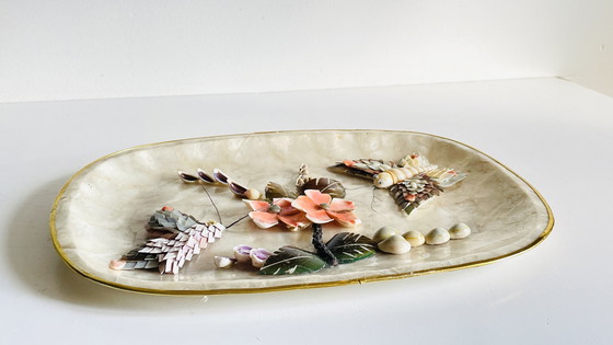 Image 1 of Vassoio vintage in madreperla e conchiglia