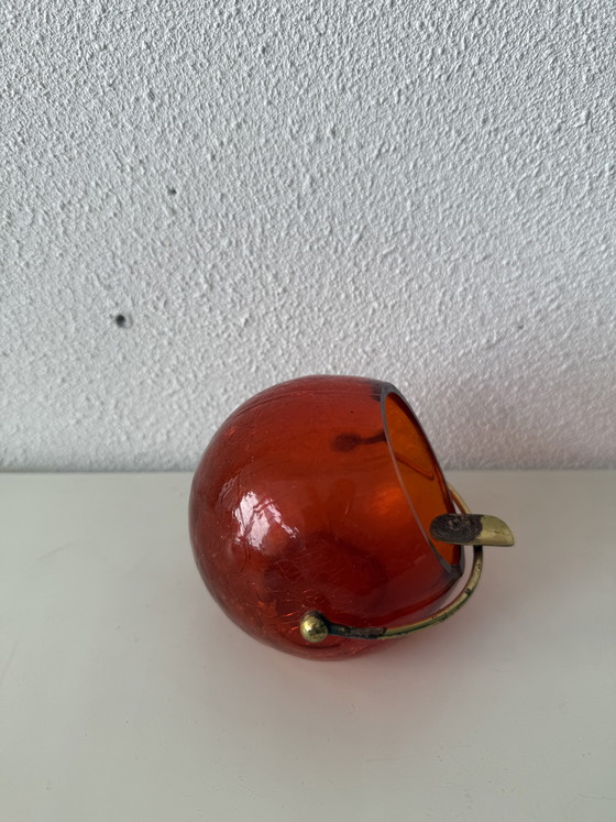 Image 1 of Space Age messing en kristallen glazen bolasbak – Marita Voigt, Harzkristall, Duitsland – jaren 1970