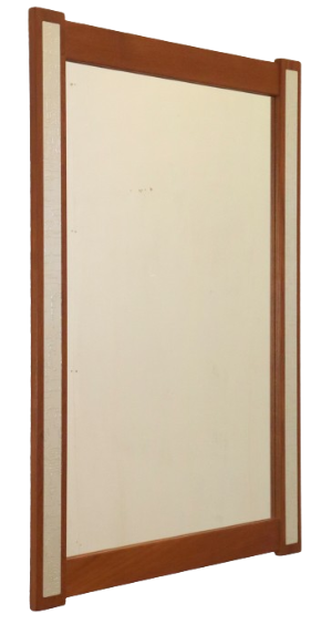 Specchio in teak con accenti argentati vintage