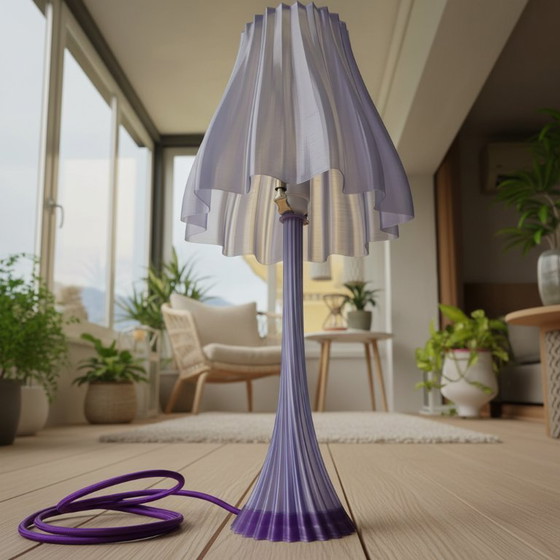 Image 1 of Lilac Pleated Table Lamp – Modern Design Lamp – Soft Ambient Lighting – Home Decor