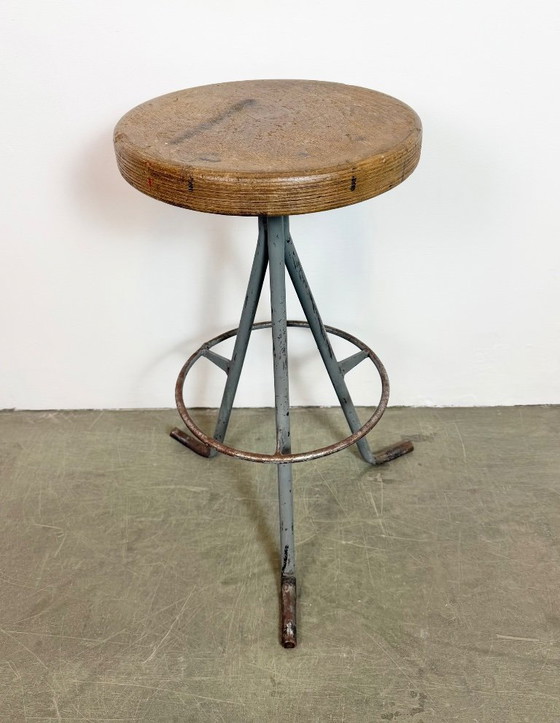 Image 1 of Grey Industrial Workshop Stool, 1960s