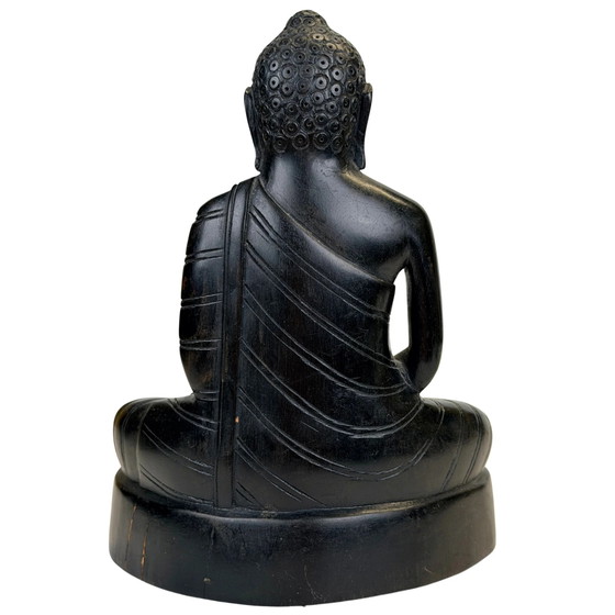 Buda de madera de Sri Lanka en Dhyana Mudra – Mediados del siglo XX – Lote 757 – Esculturas (photo 4 of 8)