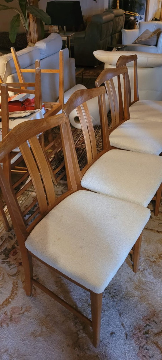 Image 1 of Vintage chair, imitation white sheepskin, Sweden, 1960s