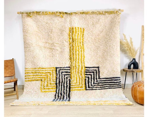 Tapis en laine écru à motifs géométriques 250cmx300cm 