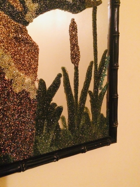 Image 1 of 80s Vintage ' Eend ' bamboe spiegel 