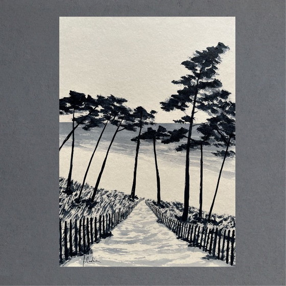 Image 1 of Inchiostro su carta, incorniciato. 30x21cm.