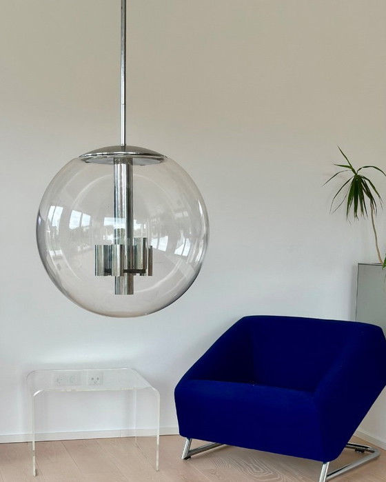 Image 1 of 2 lámparas de Limburg Glashütte * Enorme lámpara de techo de diseño * Lámpara de globo de la era espacial - Bauhaus - rareza