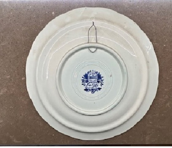 Image 1 of Piatto da parete vintage blu di Delft con immagine di paesaggio