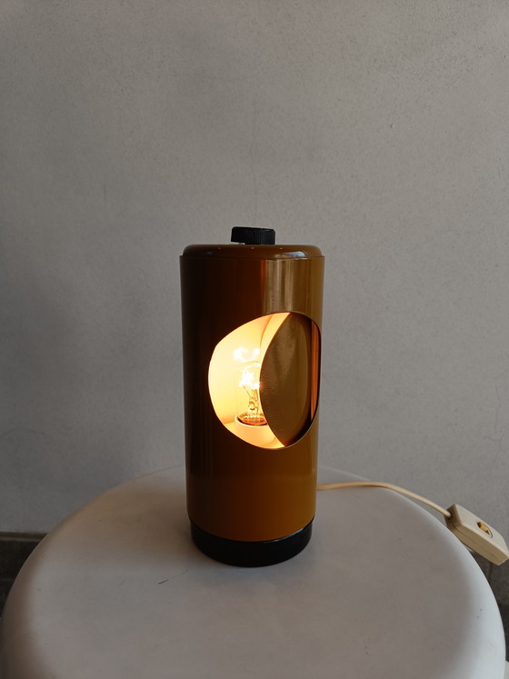 Image 1 of Pair of Vintage Italian Table Lamps, Mustard Yellow Selene Style ABM, Space Age Design, 1970s