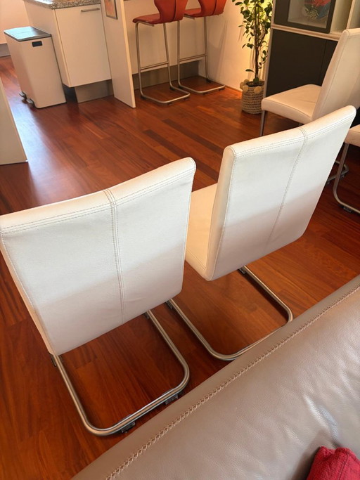 6x Leren Eetkamerstoel, Model Vivola – eetkamerstoelen, Leather, Metal