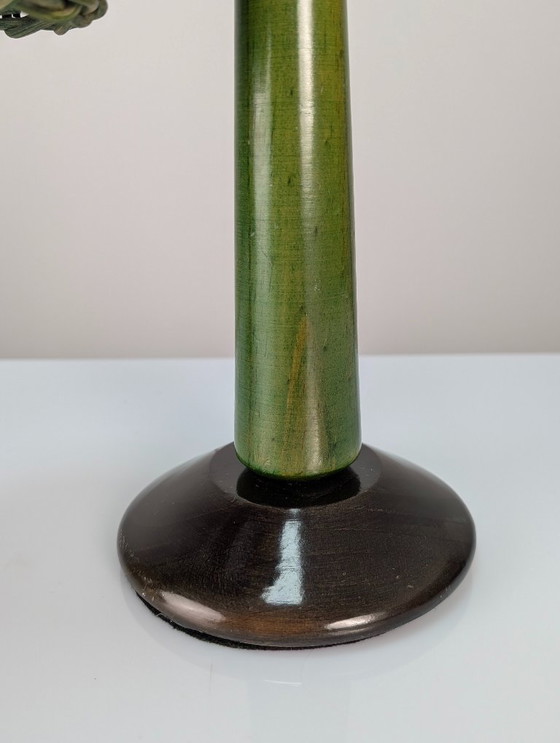 Image 1 of Lampade in rattan verde in stile moderno organico Mario Lopez Torres, anni '80