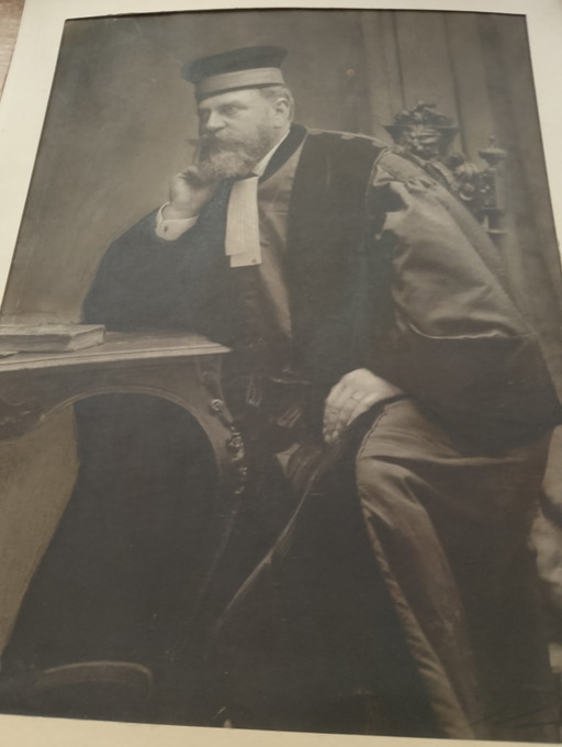 Photographie ancienne Léon bourgeois signé Geo Brunel rehaussé mine a plomb 1919