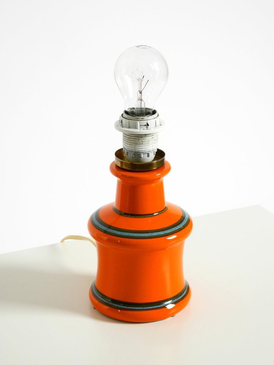Beautiful 1960s Orange Ceramic Table Lamp With Cocoon Shade | Made in Italy (photo 11 of 20)