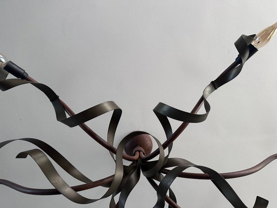 Image 1 of Suspension Jacco Maris Ruban Plié - 6 lumières - finition rouille - 135 x 75 cm