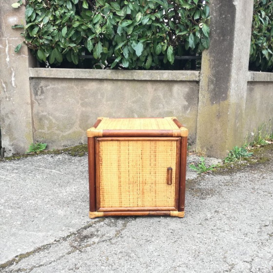 Image 1 of Rattan Cube with Storage Around 1960