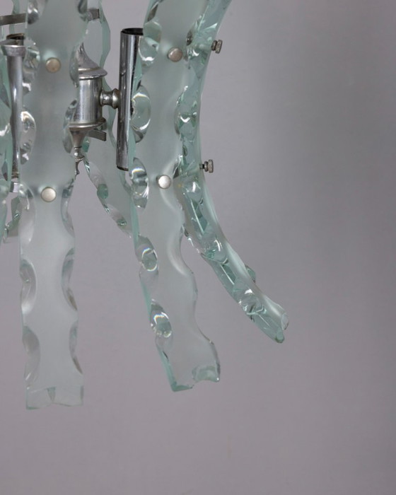 Image 1 of Lustre vintage en verre travaillé des années 70, design Zeroquattro