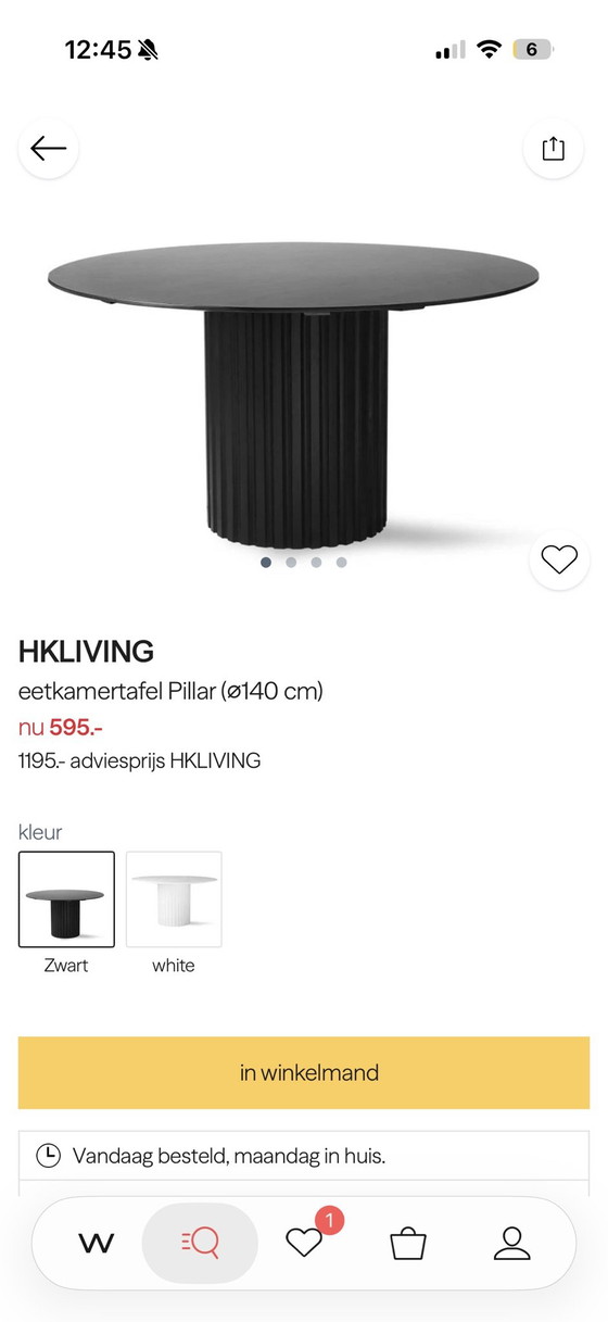 Tavolo HK Living Pillar 140 cm di diametro, HKliving, Tavoli da pranzo, Legno, Nero (foto 3 di 5)
