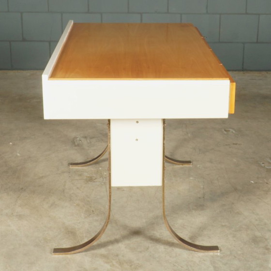 Bureau design vintage avec pieds traîneaux chromés – années 1970 – Bureaux, Metal, Wood (photo 14 of 24)