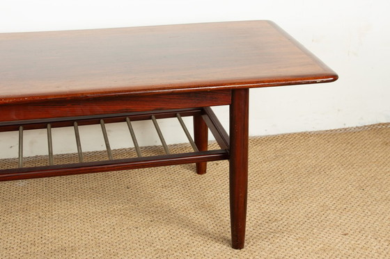 Image 1 of Grande tavolino in palissandro e tubi metallici, due livelli, Danimarca 1960