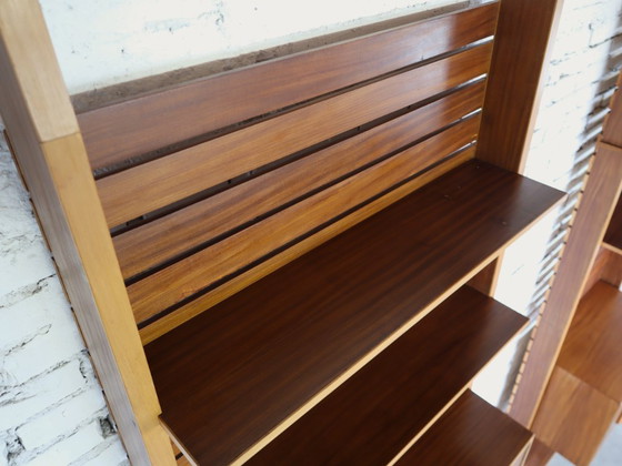 Image 1 of Meuble mural italien en teck des années 1950, allant du sol au plafond