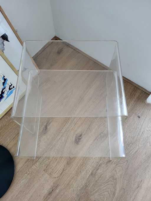 Vintage Beistelltische aus Plexiglas und Acrylglas im Space-Age-Stil [2er-Set]