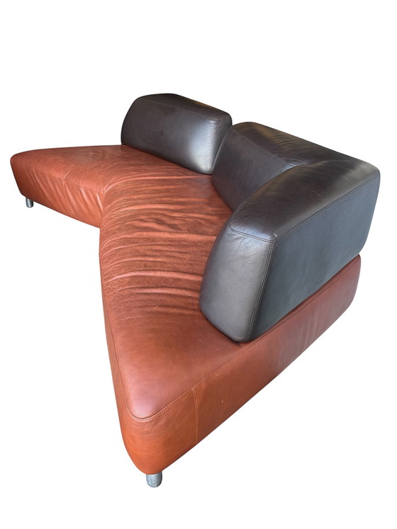 Image 1 of Cognac leren Leolux Archipel bank, postmodern ontwerp, Hugo de Ruiter