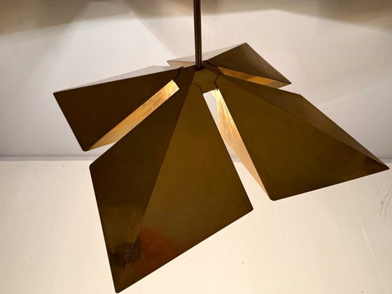 Image 1 of Lampada a sospensione/soffitto in ottone di Vereinigte Werkstätten, Germania, anni '70