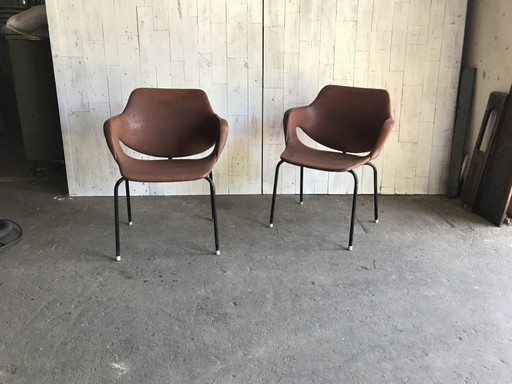Set van Mid-Century Kunstlederen Fauteuils, jaren 60