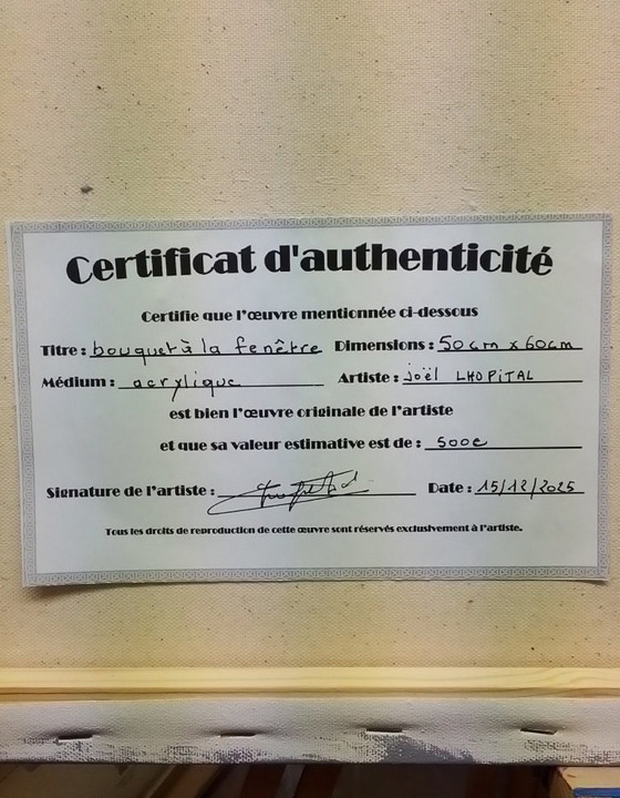 Image 1 of Joel LHOPITAL - Boeket voor het raam - Schilderij van de kunstenaar