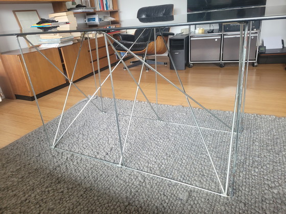 Image 1 of  Table en verre design et pieds chromés Max Sauze