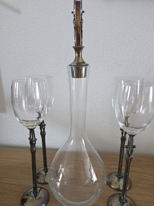 Corrie van Ammerlaan Karaffe + 4 Gläser