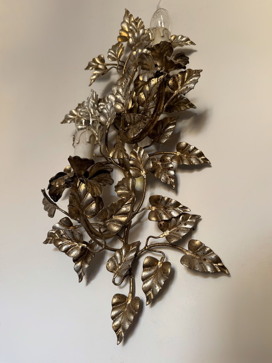 Image 1 of Florentine wall sconce with foliage design, 1960s