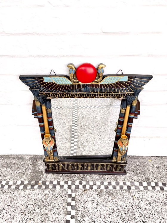 Image 1 of Egyptian-style wooden mirror