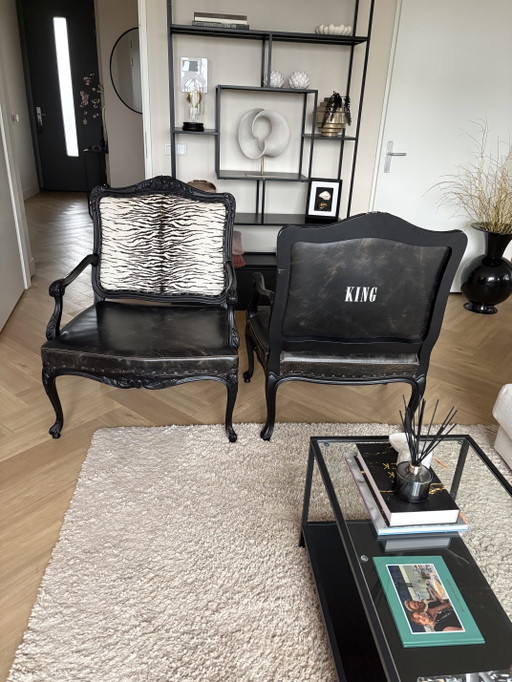 Baxter Desdemona Real Design Fauteuils – Leather, Wood