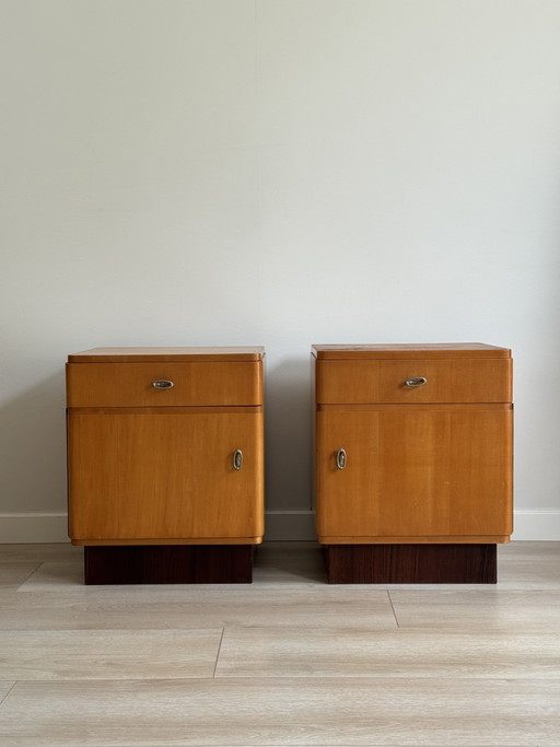 Tables de chevet Art Déco vintage – Lot de 2 – nachtkastjes, Wood