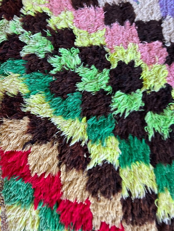 Image 1 of Vintage Moroccan Boucherouite Rug - Checkered Pattern Rug