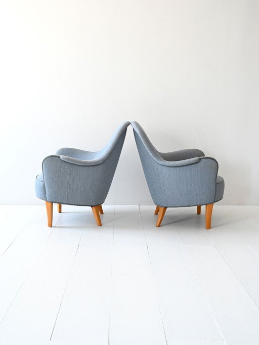 Paar vintage Samsas fauteuils van Carl Malmsten