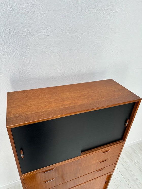 Image 1 of 1960s Danish Teak Cabinet – Mid-Century Three-Piece Storage Unit with Drawers & Sliding Doors
