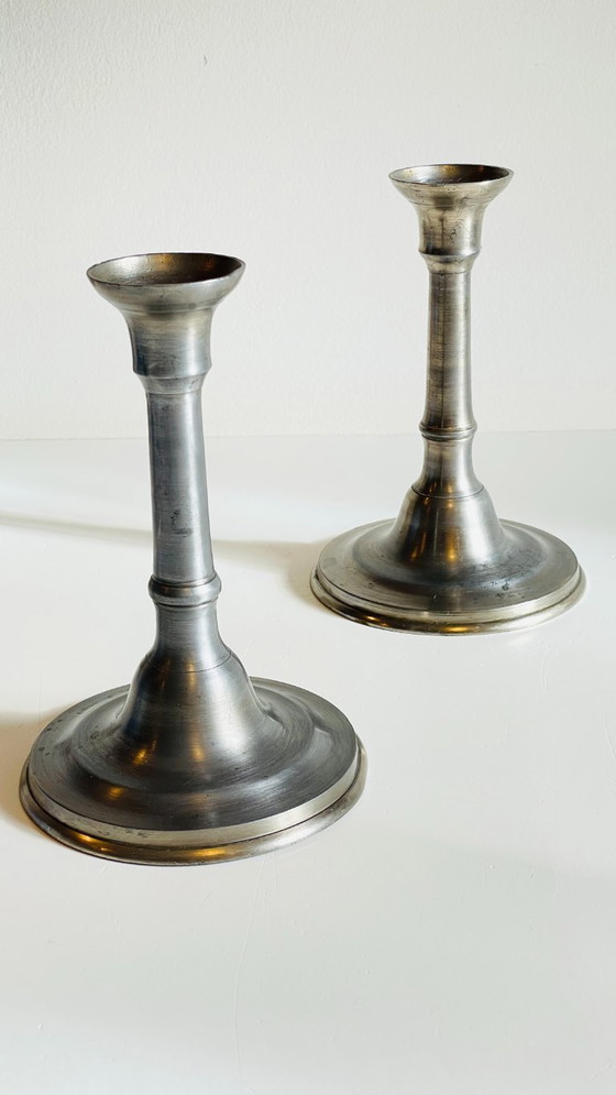 Image 1 of Vintage Silver Metal Candlesticks