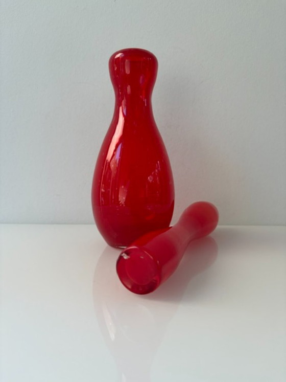 Set of 2 Red Glass Vases – Italian Glass Art (photo 10 of 10)