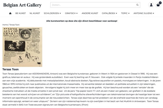 Image 1 of b/w lithograph "Nicolaus Copernicus" by Toon Tersas (1973)